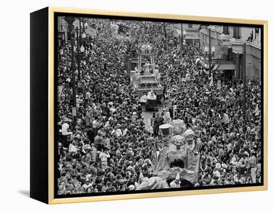 Mardi Gras Revelers Gather at St. Charles Street-null-Framed Premier Image Canvas