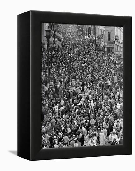 Mardi Gras Revelers Gather at St. Charles Street-null-Framed Premier Image Canvas