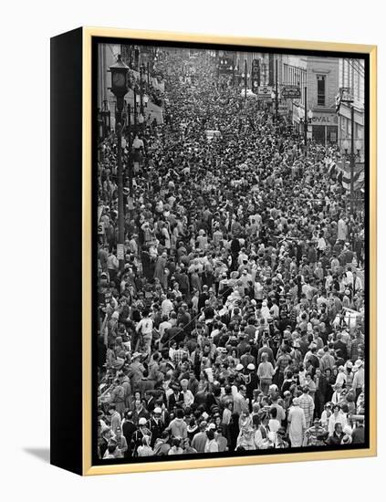 Mardi Gras Revelers Gather at St. Charles Street-null-Framed Premier Image Canvas