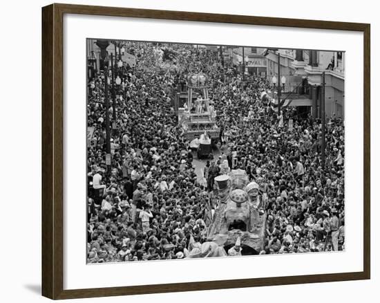 Mardi Gras Revelers Gather at St. Charles Street-null-Framed Photographic Print