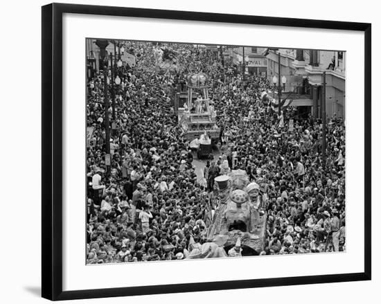 Mardi Gras Revelers Gather at St. Charles Street--Framed Photographic Print