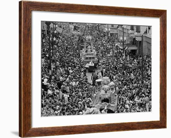 Mardi Gras Revelers Gather at St. Charles Street--Framed Photographic Print