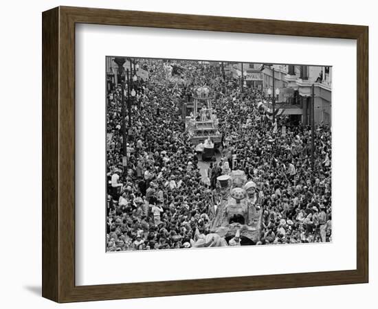 Mardi Gras Revelers Gather at St. Charles Street-null-Framed Photographic Print