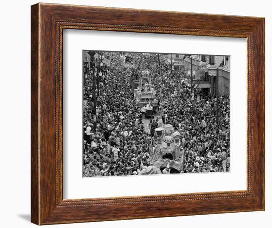 Mardi Gras Revelers Gather at St. Charles Street-null-Framed Photographic Print