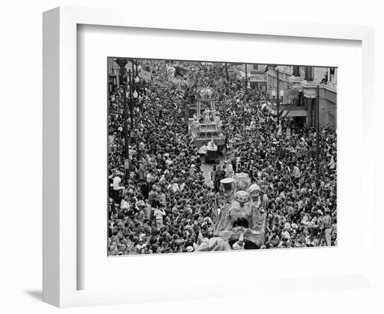 Mardi Gras Revelers Gather at St. Charles Street-null-Framed Photographic Print