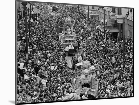 Mardi Gras Revelers Gather at St. Charles Street-null-Mounted Photographic Print