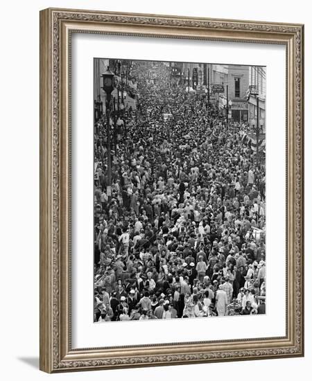 Mardi Gras Revelers Gather at St. Charles Street-null-Framed Photographic Print