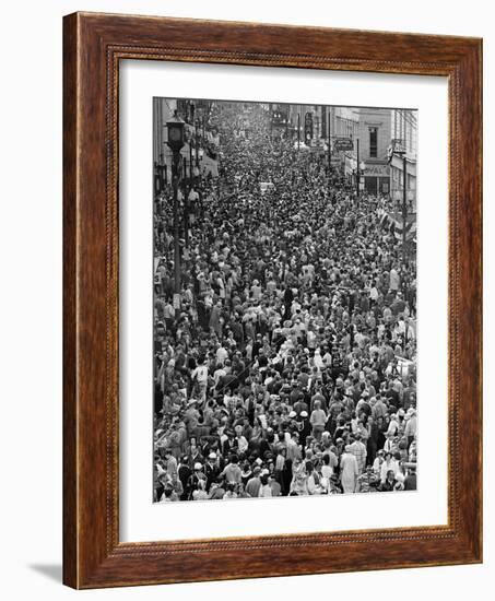 Mardi Gras Revelers Gather at St. Charles Street-null-Framed Photographic Print