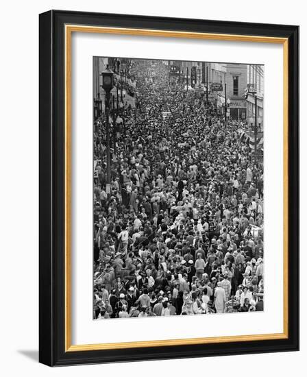 Mardi Gras Revelers Gather at St. Charles Street-null-Framed Photographic Print