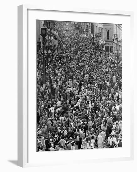 Mardi Gras Revelers Gather at St. Charles Street-null-Framed Photographic Print