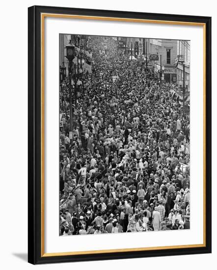 Mardi Gras Revelers Gather at St. Charles Street-null-Framed Photographic Print