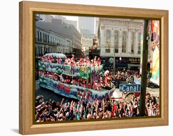 Mardi Gras Revellers Greet a Float from the Zulu Parade-null-Framed Premier Image Canvas