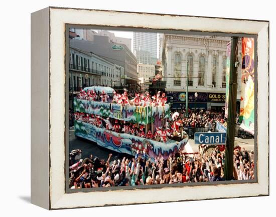 Mardi Gras Revellers Greet a Float from the Zulu Parade-null-Framed Premier Image Canvas