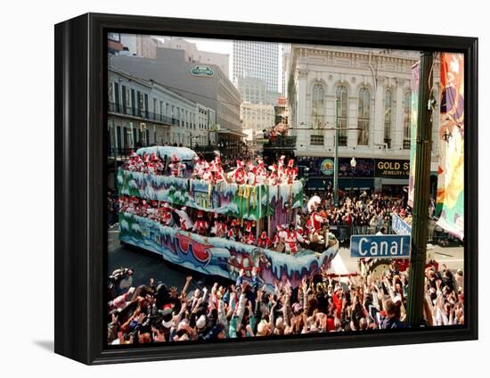 Mardi Gras Revellers Greet a Float from the Zulu Parade-null-Framed Premier Image Canvas