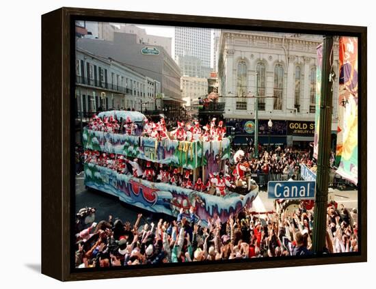 Mardi Gras Revellers Greet a Float from the Zulu Parade-null-Framed Premier Image Canvas