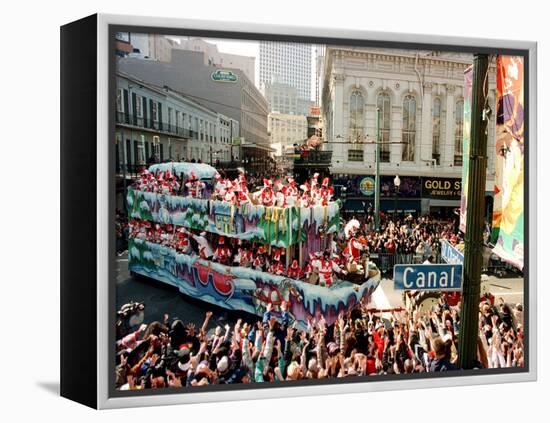 Mardi Gras Revellers Greet a Float from the Zulu Parade-null-Framed Premier Image Canvas