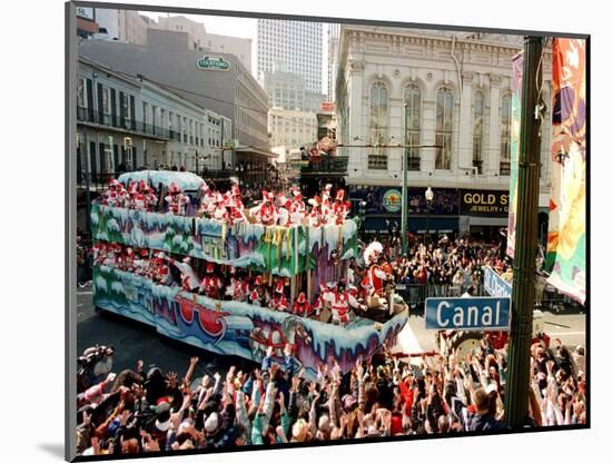 Mardi Gras Revellers Greet a Float from the Zulu Parade-null-Mounted Photographic Print