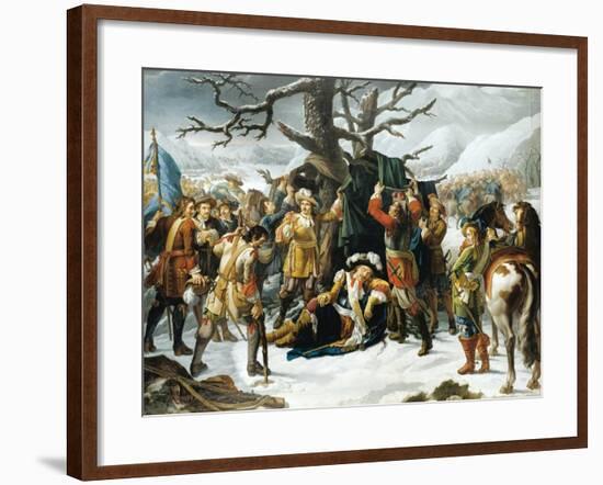 Maréchal De Turenne Asleep on the Eve of the Battle of Turckheim-Charles-Jacques Lebel-Framed Giclee Print