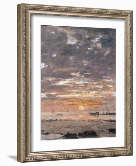 Maree Basse, Soleil Couchant, 1883-Eug?ne Boudin-Framed Giclee Print