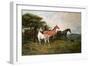 Mares and Foal with a Sheepdog-John Emms-Framed Giclee Print