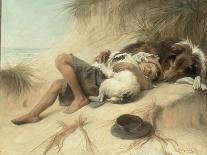 A Child Sleeping in the Sand Dunes with a Collie, 1905-Margaret Collyer-Framed Premier Image Canvas