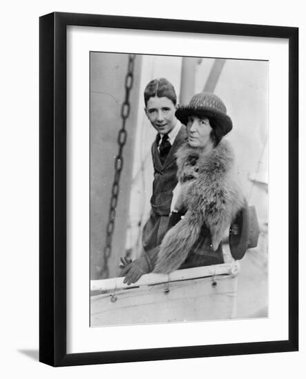 Margaret Sanger and her older son Stuart in Japan, 1922-George Grantham Bain-Framed Photographic Print
