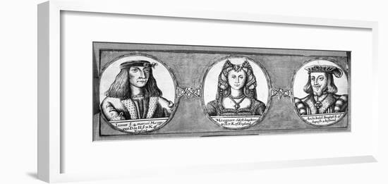 Margaret Tudor with Two of Her Husbands, James IV and Archibald Douglas-null-Framed Giclee Print