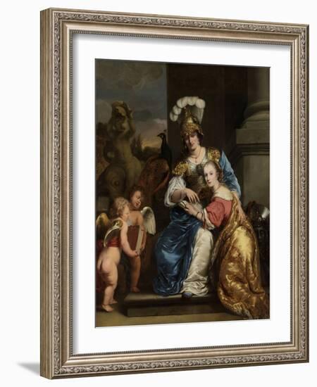 Margarita Trip as Minerva, Instructing Her Sister Anna Maria Trip-Ferdinand Bol-Framed Art Print