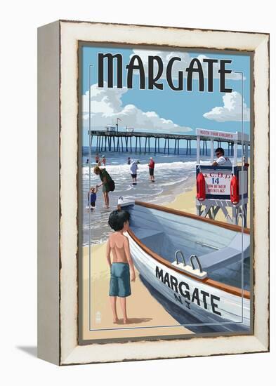 Margate, New Jersey - Lifeguard Stand-Lantern Press-Framed Stretched Canvas