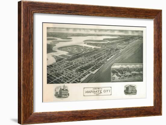 Margate, New Jersey - Panoramic Map-Lantern Press-Framed Art Print