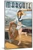 Margate, New Jersey - Pinup Girl Sailing-Lantern Press-Mounted Art Print