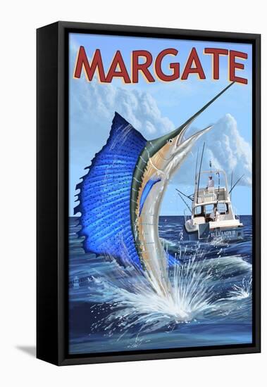 Margate, New Jersey - Sailfish Deep Sea Fishing-Lantern Press-Framed Stretched Canvas