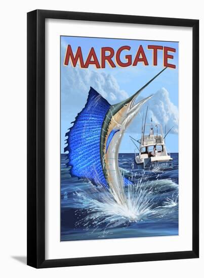 Margate, New Jersey - Sailfish Deep Sea Fishing-Lantern Press-Framed Art Print