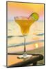 Margharita cocktail (tequila, triple sec and lime) at sunset, Otres Beach, Sihanoukville, Cambodia-Robert Francis-Mounted Photographic Print