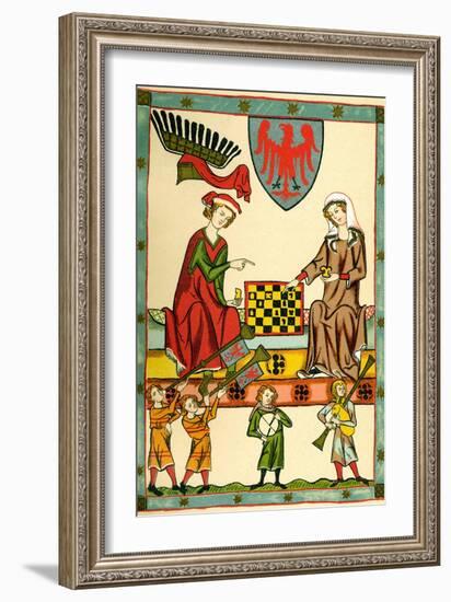 Margrave Otto IV of Brandenburg Playing Chess (From the Codex Maness), C1300-null-Framed Giclee Print