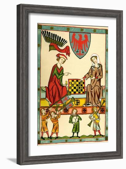 Margrave Otto IV of Brandenburg Playing Chess (From the Codex Maness), C1300-null-Framed Giclee Print