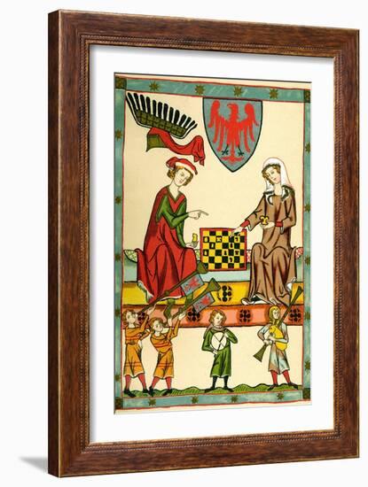 Margrave Otto IV of Brandenburg Playing Chess (From the Codex Maness), C1300-null-Framed Giclee Print