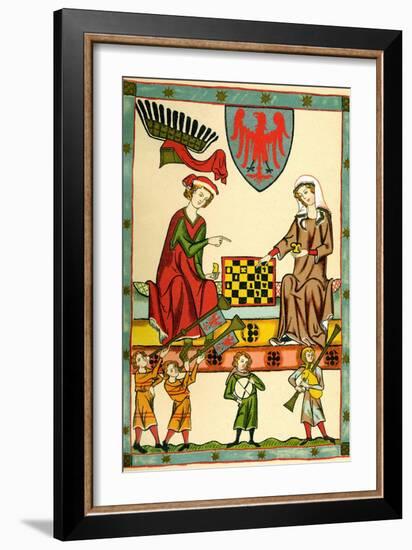 Margrave Otto IV of Brandenburg Playing Chess (From the Codex Maness), C1300-null-Framed Giclee Print