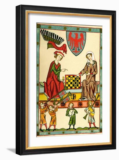 Margrave Otto IV of Brandenburg Playing Chess (From the Codex Maness), C1300-null-Framed Giclee Print