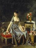 Portrait of a Lady, Surrounded by Flowers-Marguerite Gerard-Framed Giclee Print