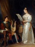 Un Homme Tenant Une Lyre Et Une Femme Tenant Une Partition Dans Un Interieur  (Interior with a Man-Marguerite Gerard-Framed Giclee Print