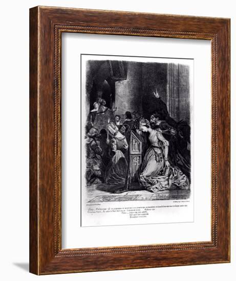 Marguerite in the Church with the Evil Spirits: Illustration from 'Faust' by Goethe, 1828-Eugene Delacroix-Framed Giclee Print