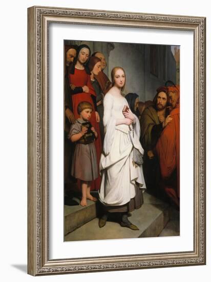 Marguerite Leaving Church, 1838 (Oil on Canvas)-Ary Scheffer-Framed Giclee Print