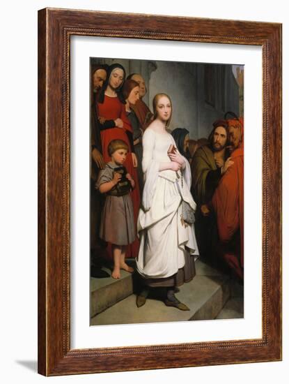 Marguerite Leaving Church, 1838 (Oil on Canvas)-Ary Scheffer-Framed Giclee Print