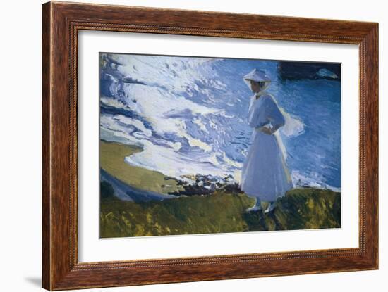 Maria at the Beach, Biarritz-Joaquín Sorolla y Bastida-Framed Art Print