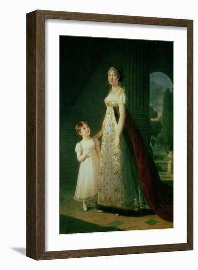 Maria Carolina Bonaparte (1782-1839) Queen of Naples with Her Daughter Laetitia Murat, 1807-Elisabeth Louise Vigee-LeBrun-Framed Giclee Print