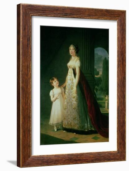 Maria Carolina Bonaparte (1782-1839) Queen of Naples with Her Daughter Laetitia Murat, 1807-Elisabeth Louise Vigee-LeBrun-Framed Giclee Print