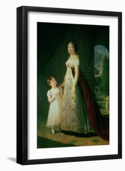 Maria Carolina Bonaparte (1782-1839) Queen of Naples with Her Daughter Laetitia Murat, 1807-Elisabeth Louise Vigee-LeBrun-Framed Giclee Print