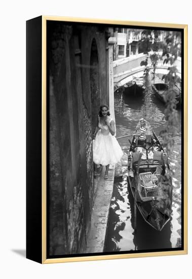 Maria Félix Smiling Beside a Gondola-null-Framed Premier Image Canvas