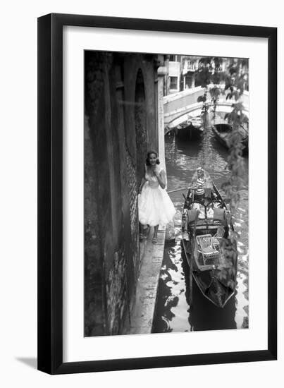 Maria Félix Smiling Beside a Gondola-null-Framed Giclee Print